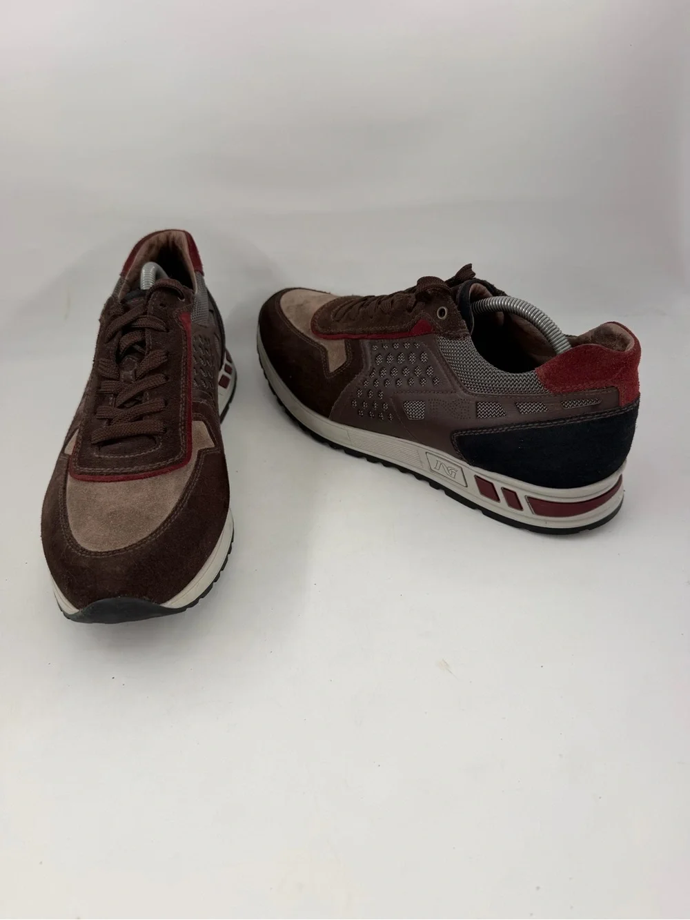 NeroGiardini Men’s Brown Suede -SZ 12.5- Red Detail Shoes Loafers Made in Italy
